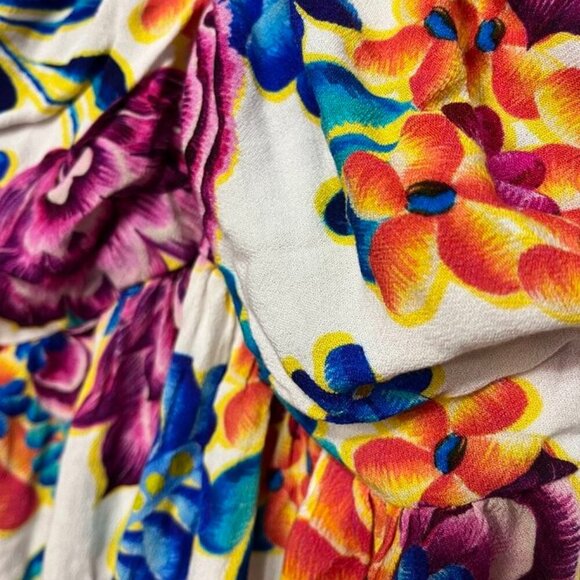 La Blanca Paradiso Halter Midi Cover-Up Sundress M Floral Pockets - Picture 14 of 16